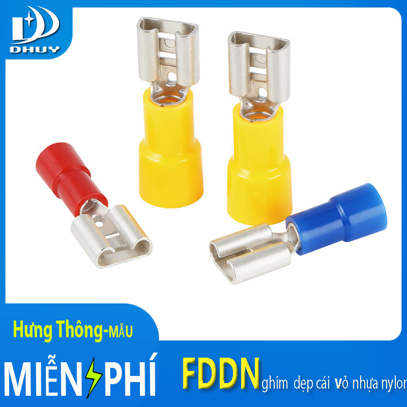 Đầu cos ghim dẹp cái bọc nylon- FDDN